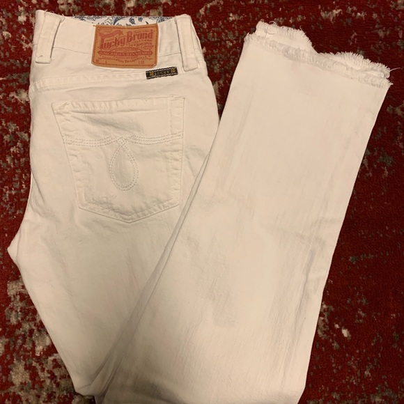 Lucky Brand Pants - Lucky Brand white distressed crop pants.